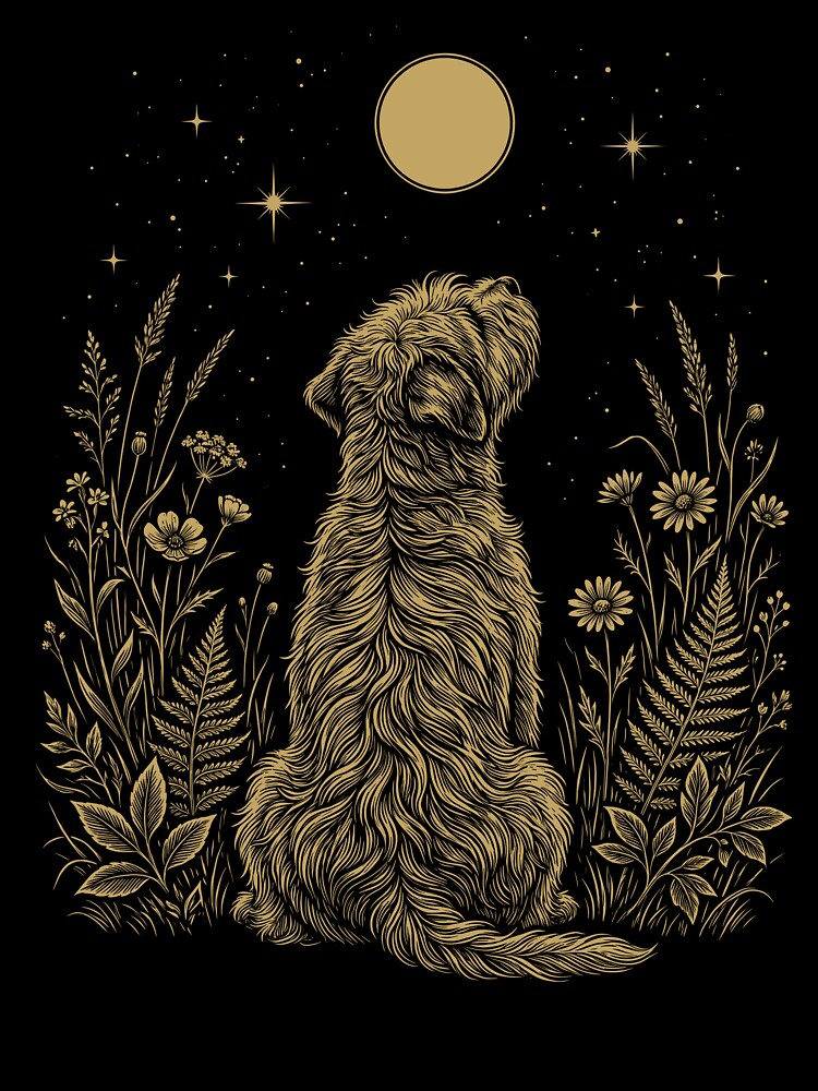 Soft Coated Wheaten Terrier Moon Night Flower Minimalist Boho Dog Lover by DoodleTortle Unisex