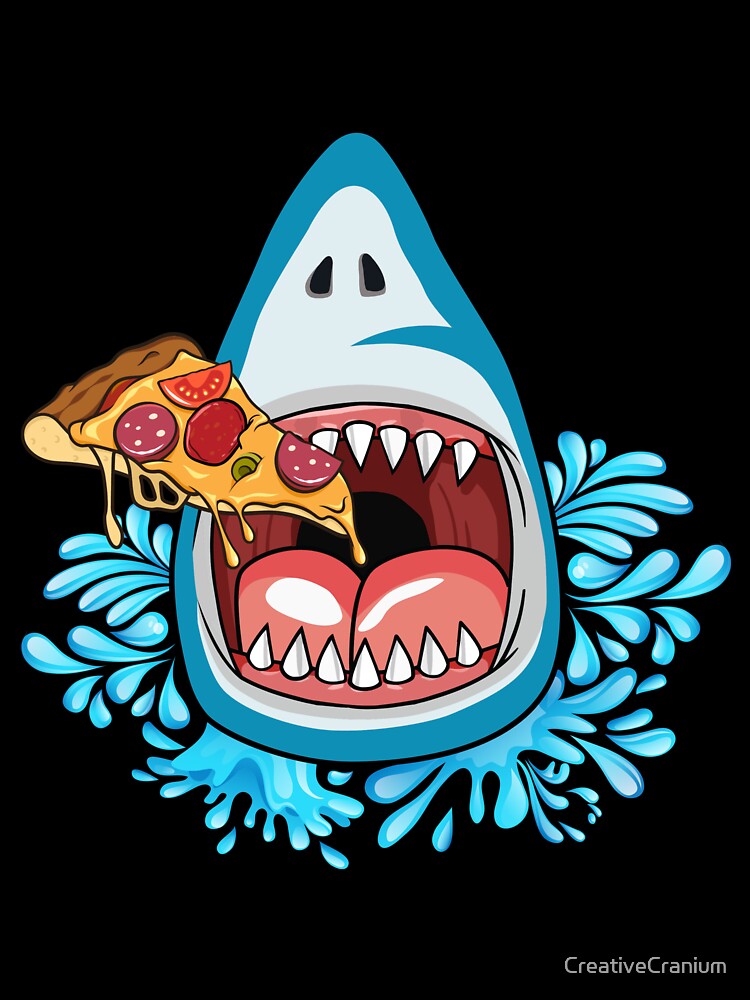 Whimsical Shark Eating Pizza by CreativeCranium Unisex