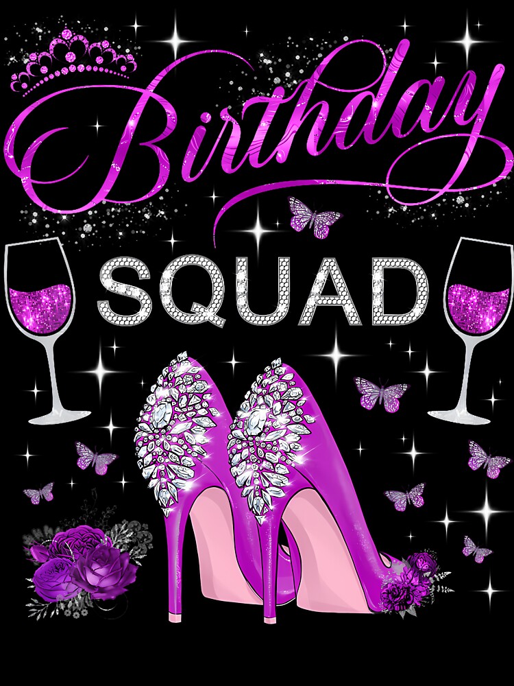 Birthday Squad Purple Butterflies High Heels Diva Squad by TysonLangosh
