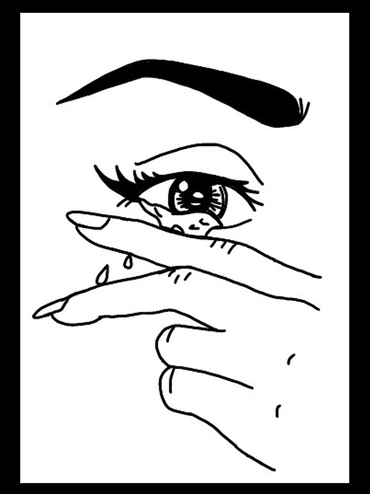 Indie Soft Crying Vintage Aesthetic Line Art by vibeytees Unisex