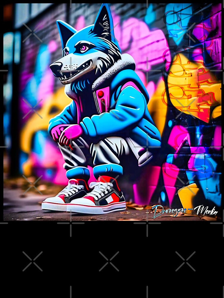 Urban graffiti street art Wolf by Drone-tees Unisex
