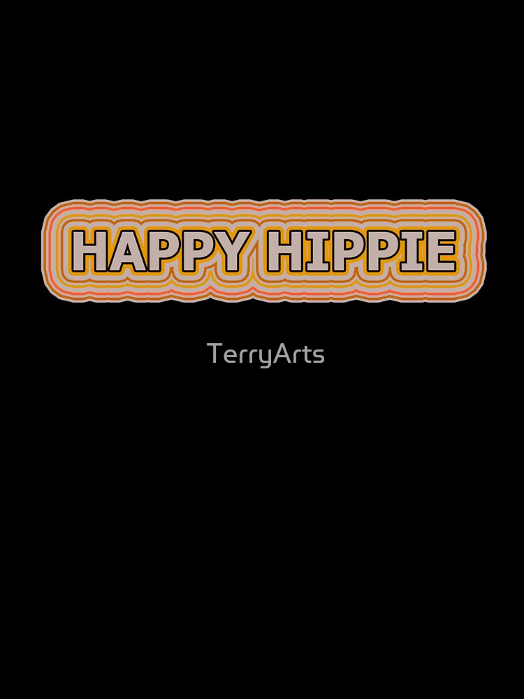 Happy Hippie Words Earthy Tones Hippie Vibes Retro Lines 3 of 4 by Beachy Unisex