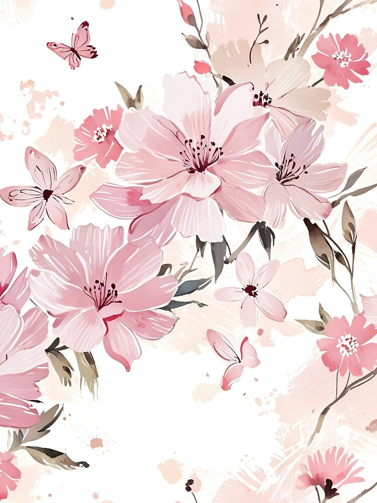 Soft Pink Floral With Butterflies by CoolPixels Unisex