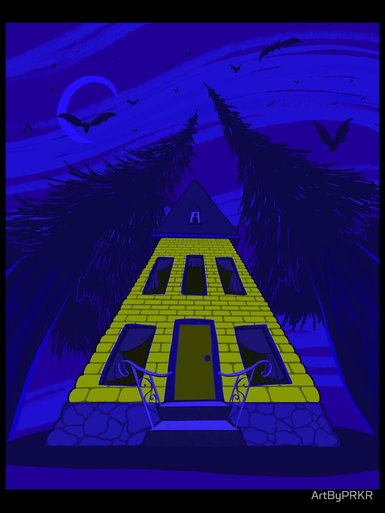Yellow Haunted House Spooky Vibes Midnight Haunting by ArtByPRKR