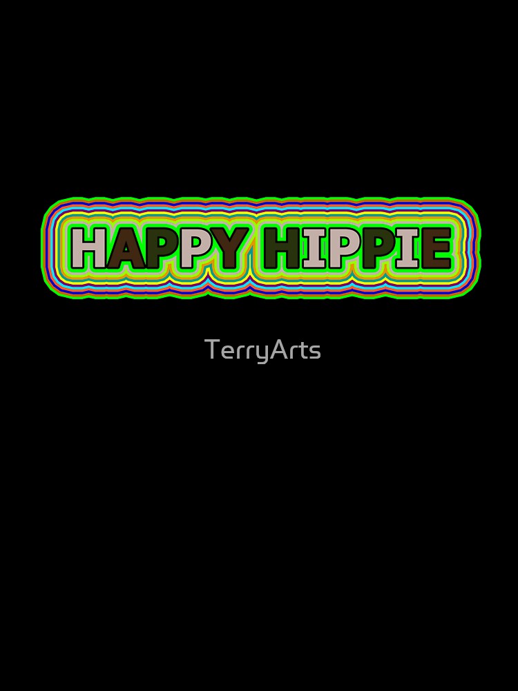 Happy Hippie Words Hippie Vibes Retro Lines 3 of 4 by Beachy Unisex
