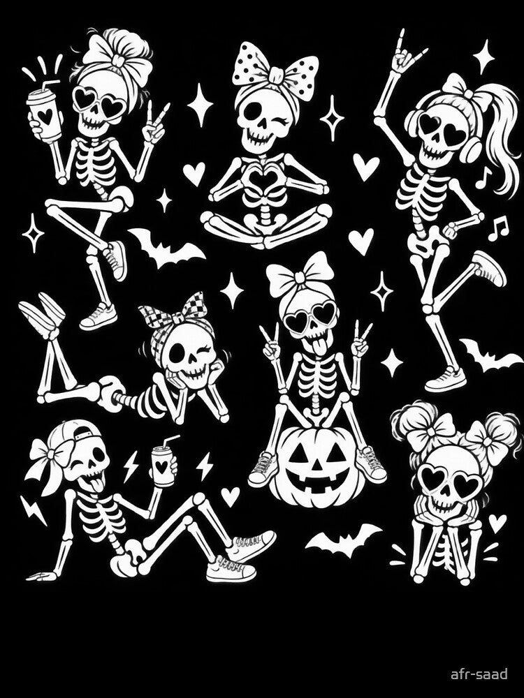 Cute Skeleton Girls Halloween Spooky Bow Party by afr-saad