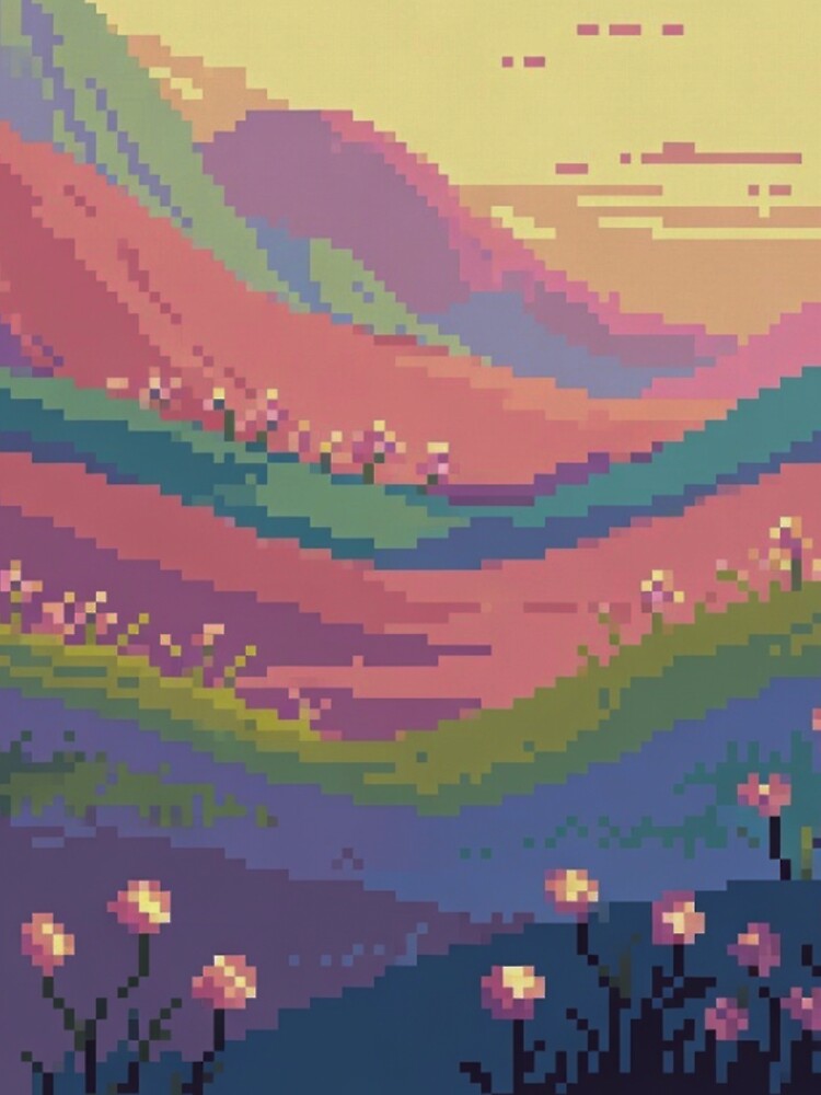 Pastel Pixel Gaming Landscapes – Retro Aesthetic Posters & Totes by sam54796 Unisex