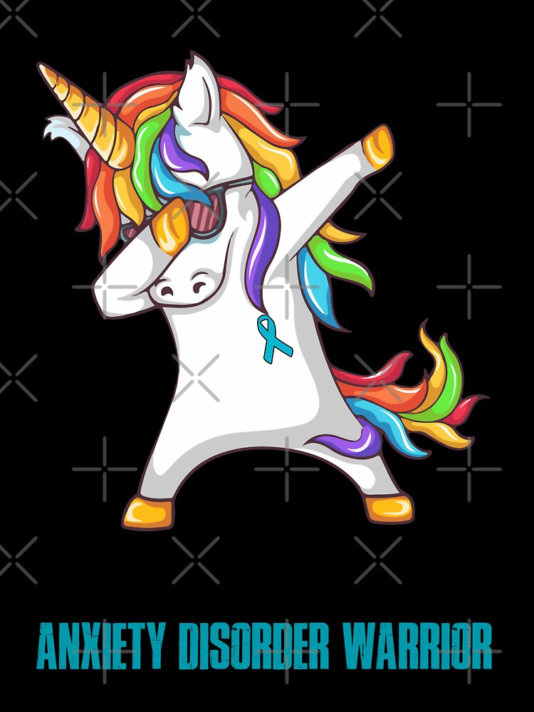 Anxiety Disorder Awareness - Unicorn Anxiety Disorder Warrior Ribbon UNBREAKABLE by Fernandezf