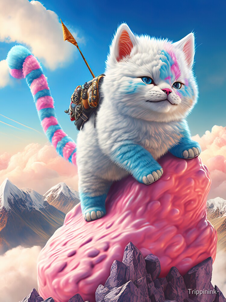 Cotton Candy Cat Climbing Candy Mountain by Trippinink- Unisex