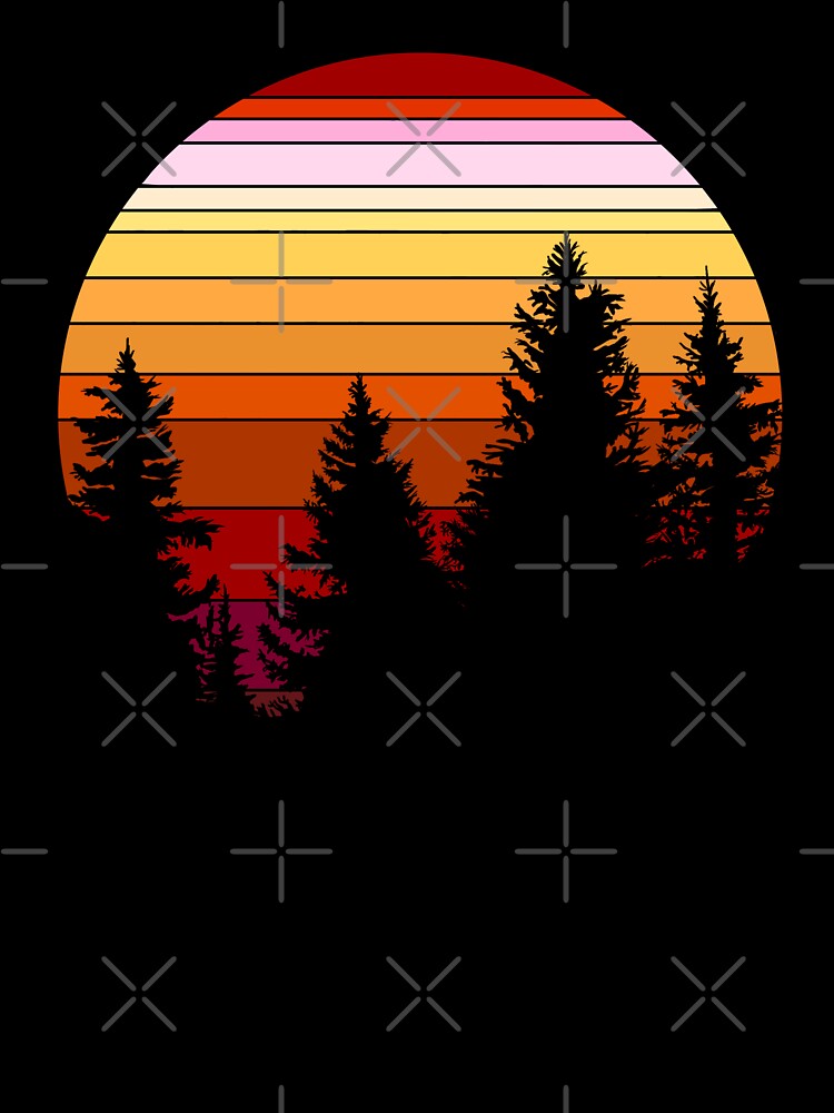 Red Retro Forest Sunset by GyngerGarza