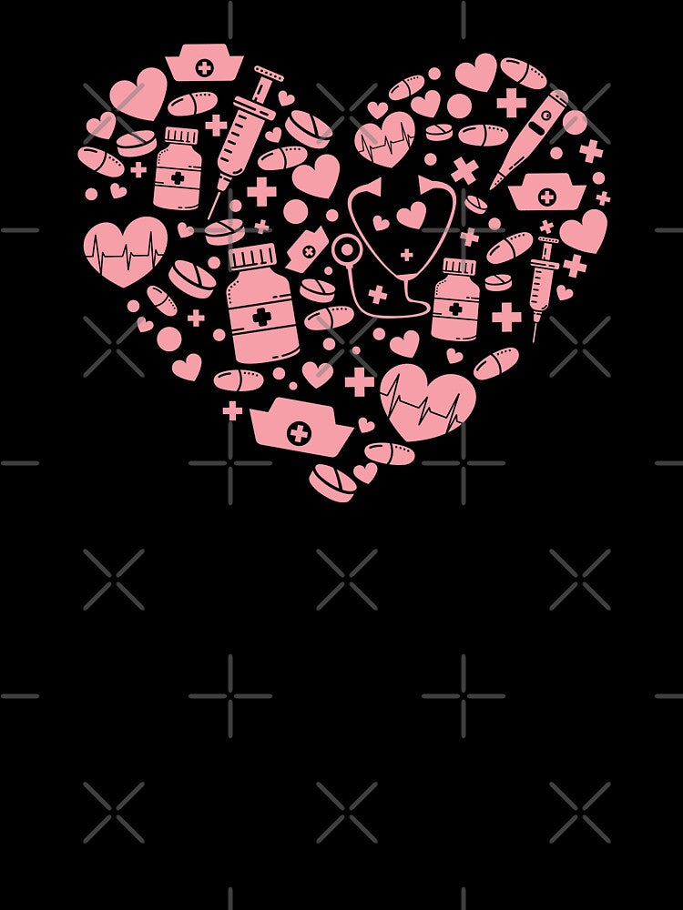 Healthcare Heart Silhouette: Pink Medical Icons Collage by Polarisofficial
