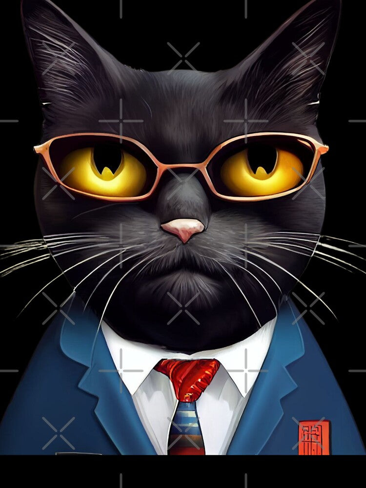 black cat Stylish with glasses for business management by hassendz