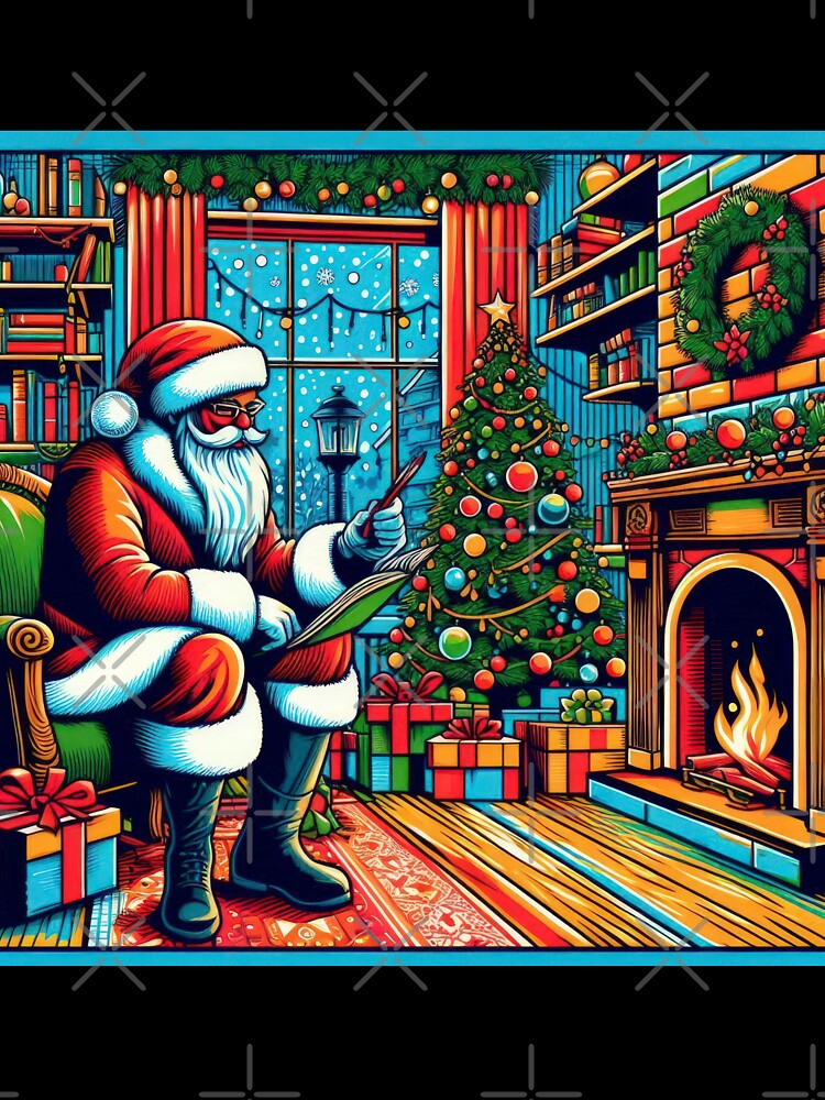 Christmas Vintage Santa Claus around the fireplace,Christmas Santa Claus,christmas retro,Christmas Vintage by Expressions-Sel