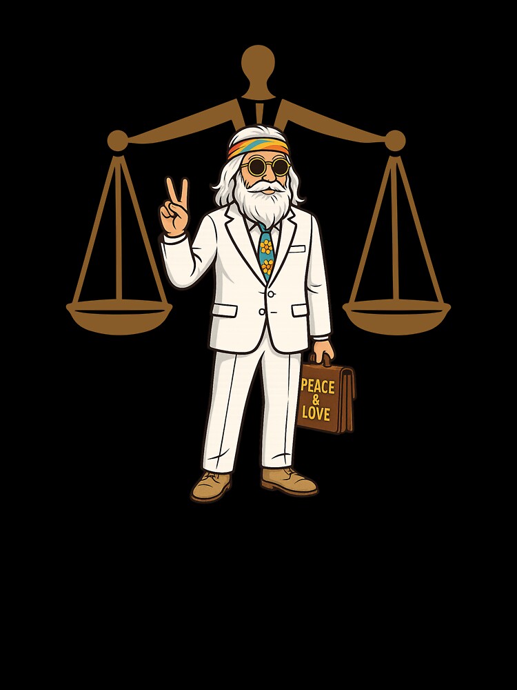 Elderly White Hippie Lawyer – Peace and Love Legal Humor Design by Lunaria Arts Unisex