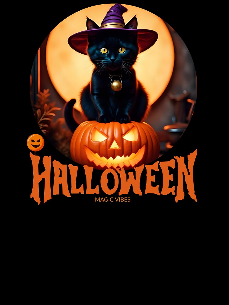 Creepy Cute Black Cat | Halloween Magical Vibes by Mirosou