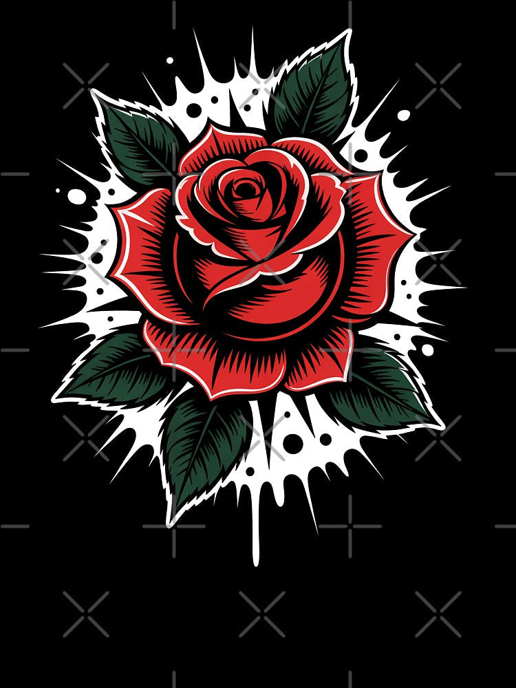Rose Head Splatter Background Tattoo Art Gothic Floral by Say It With Ink Unisex