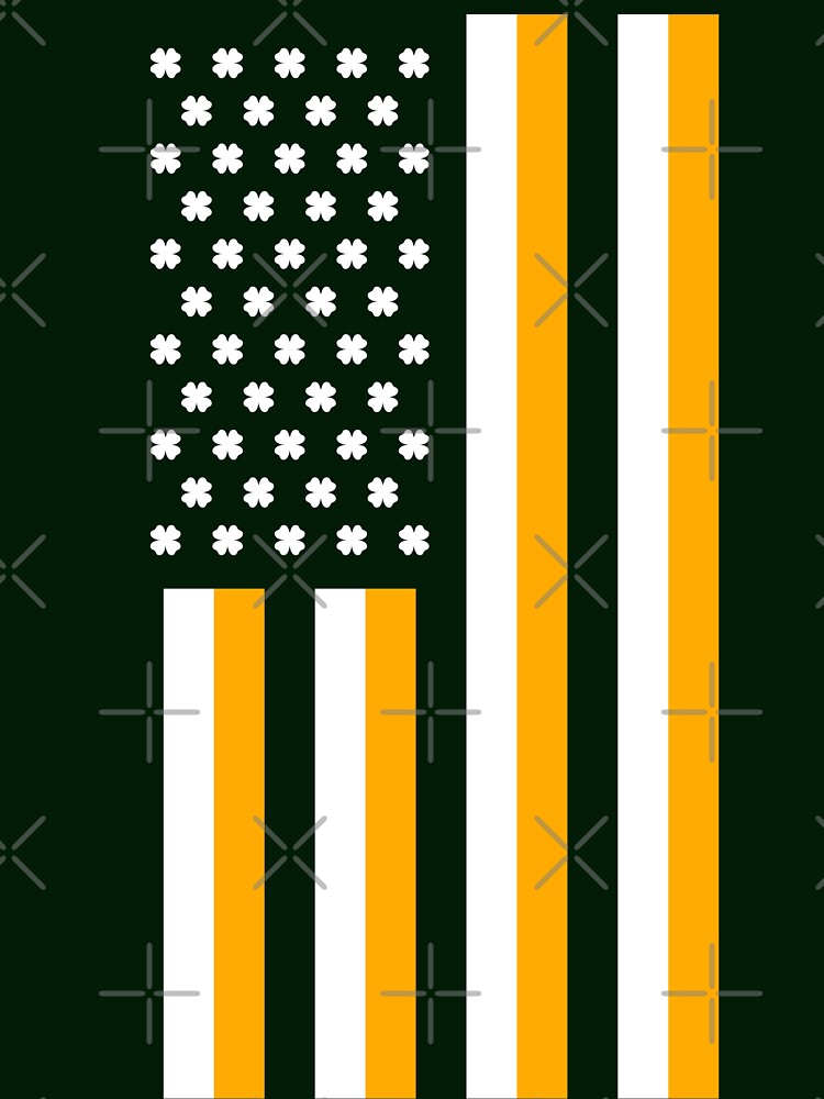 American Flag - St Patricks Day Style with Four-Leaf Clovers by SpecialtiesShop