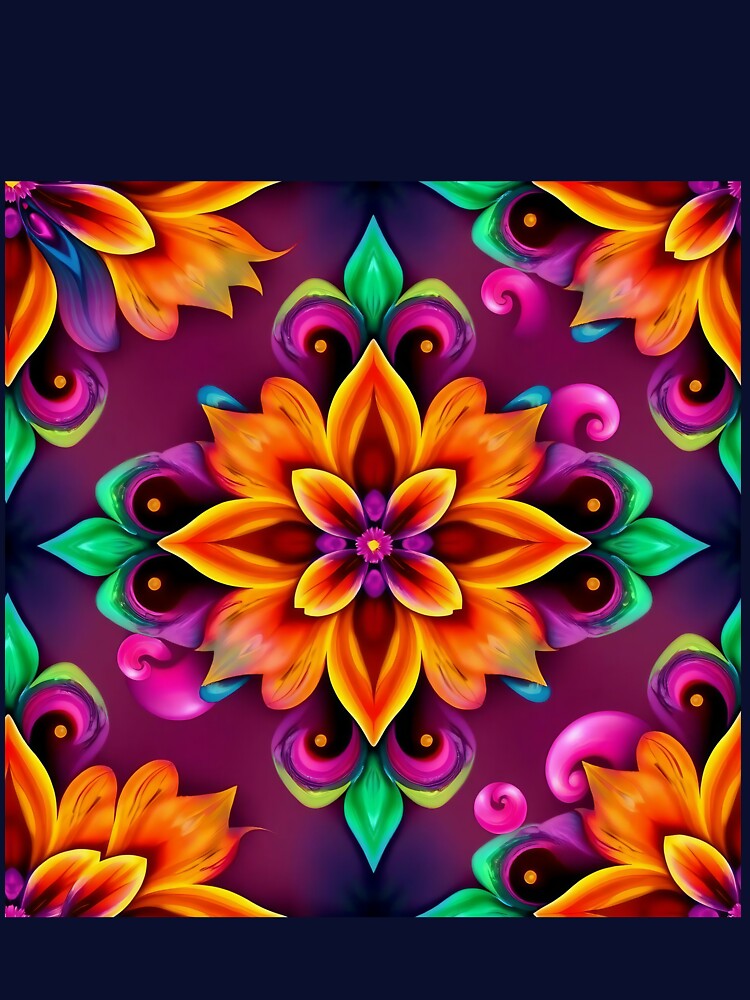 Fantasy 3D Floral Seamless Pattern, Bright Abstract Digital Paper, Vibrant Flower Sublimation Print by TheGaliyaStudio