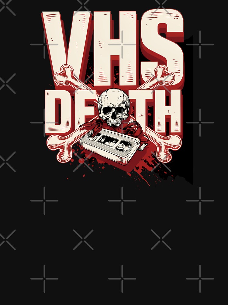 VHS or Death, Retro Horror Skull Punk Vintage 80s Graphic by CryptReel