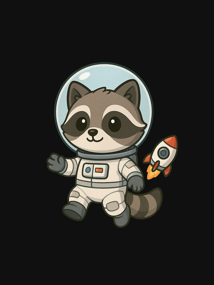 Cute Space Raccoon Astronaut | Chibi Floating Raccoon with Rocket by ColorSplash123