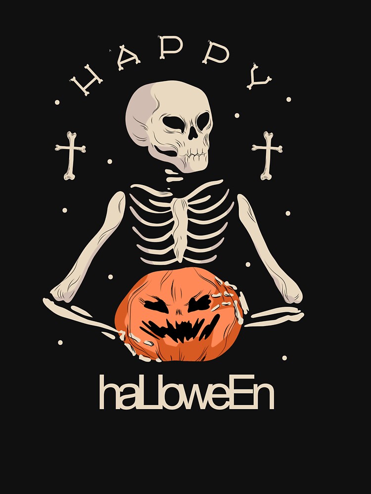 A Happy Halloween skeleton with pumpkin head by Livingcreative