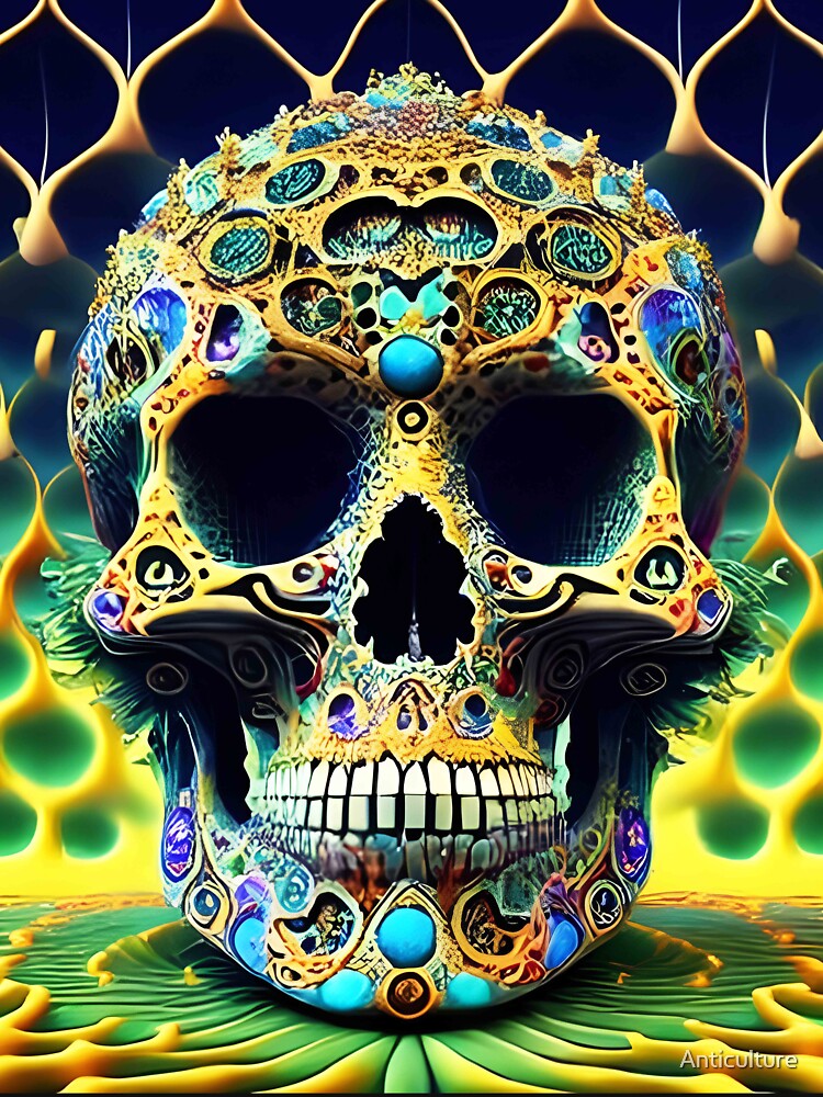 Skull Tie Dye Psychedelic Trippy Festival Hippie 3D Biker by Anticulture