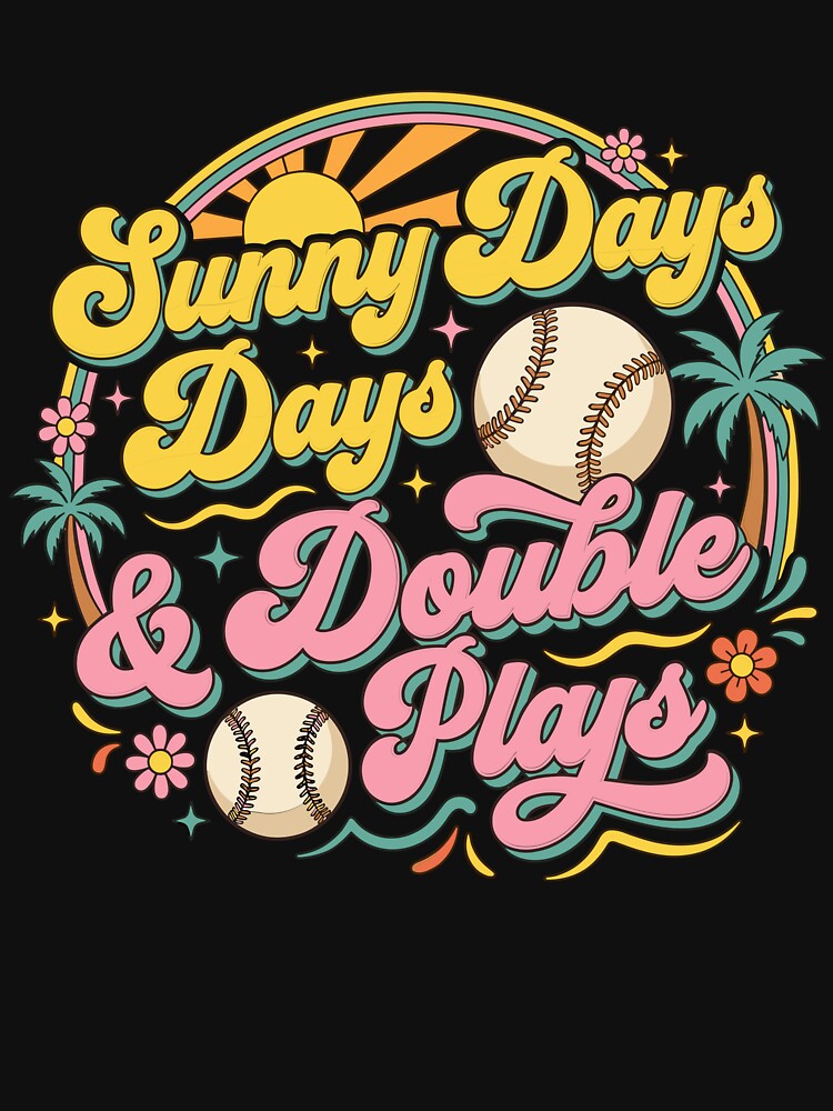 Sunny Days Double Plays Retro Baseball Groovy by KroghDs
