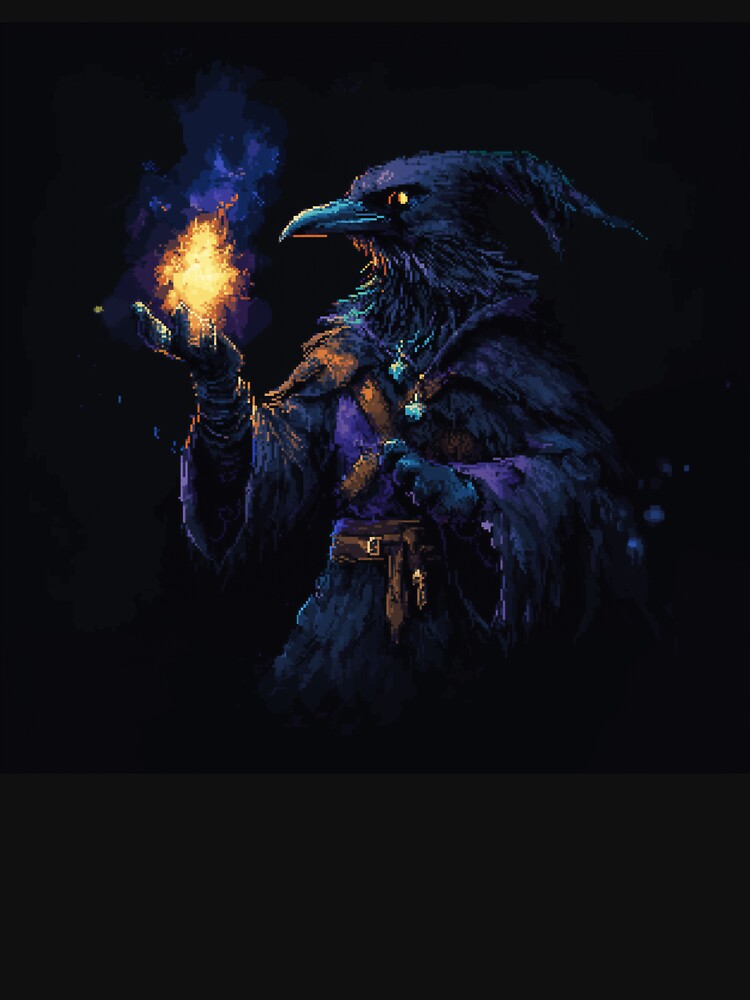 Raven Wizard Pixel Art by Kaos-Bit Unisex