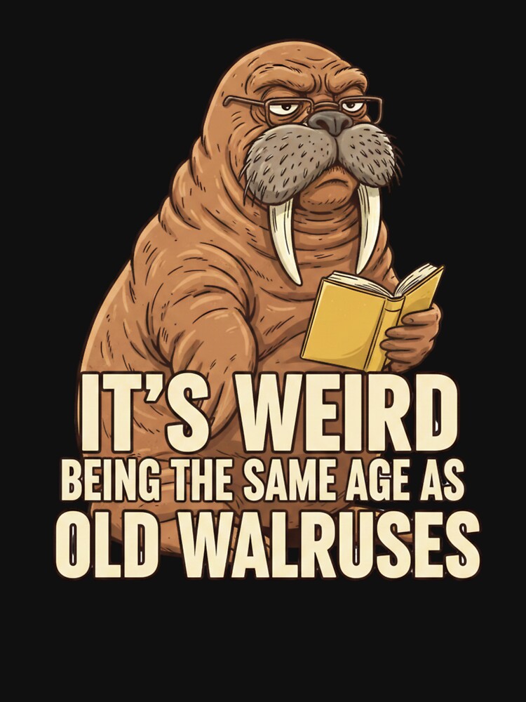 Funny Walrus Aging Humor Meme Same Age Old Walruses PNG: Walrus Aging Humor Birthday png Animal Joke by Azulinyo