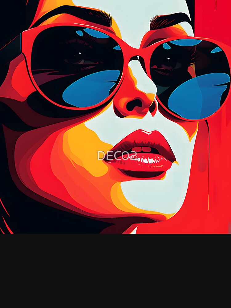 Pop Art Fantasy Female Face And Chic Sunglasses by DEC02 Unisex