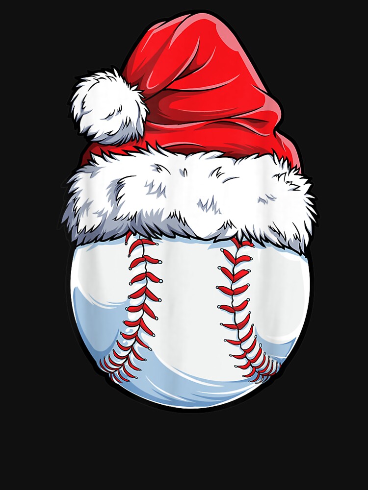 Christmas Baseball Snowman Santa Hat Baseball Player Holiday by Beanimilki