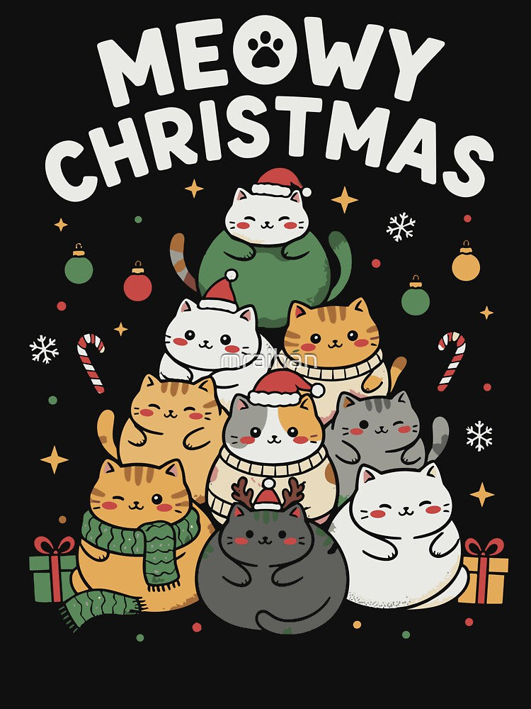 Meowy Christmas Cat Lover Funny Christmas Cats Holiday by mraihan