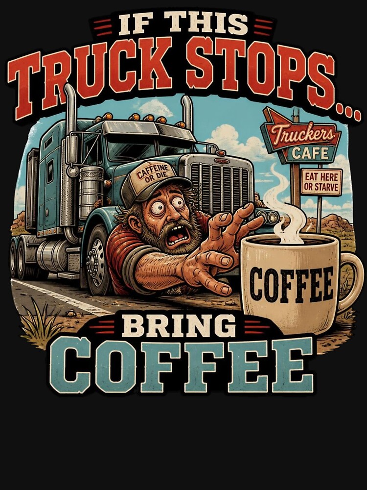 Funny Trucker Gift If This Truck Stops Bring Coffee Truck Driver Design by thoughtswear