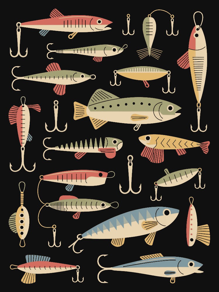 Vintage Fishing Lures T-Shirt • Retro Fisherman design by treesdesign