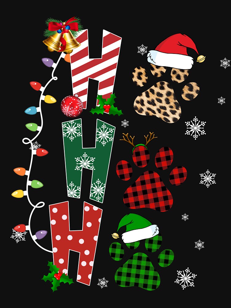 Paws Ho Ho Ho Christmas Tartan Plaid Seamless  sublimation by SamirBeydoun