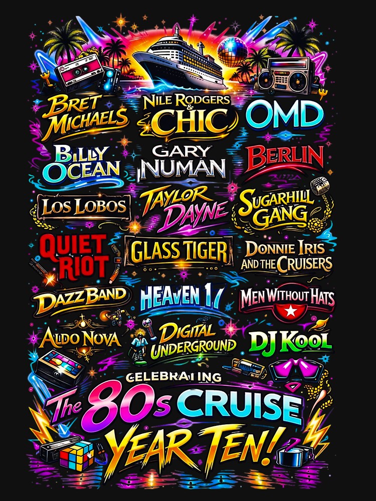 80s Cruise Year Ten Lineup Retro Synthwave Concert Tour by tessaaxx Unisex