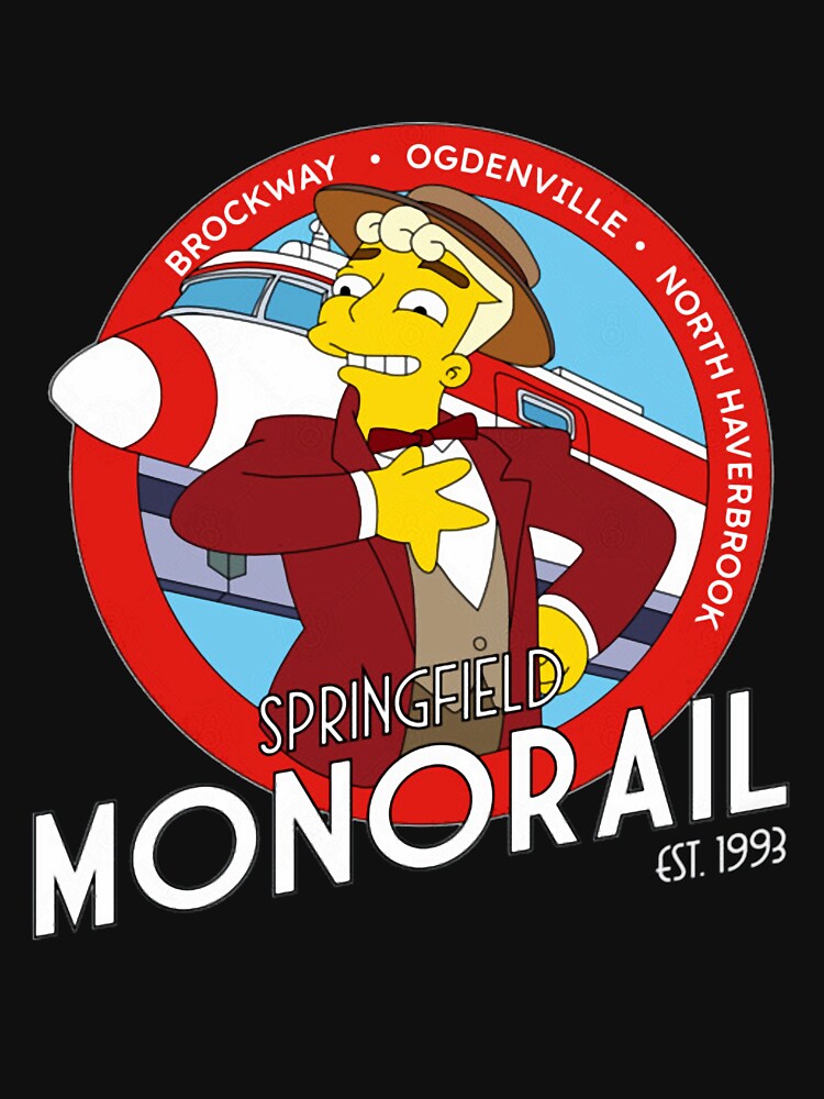 Springfield Monorail Lyle Lanley Cartoon Logo Meme by CMSenseiStore Unisex