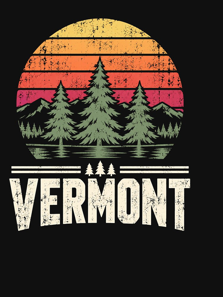 Vermont Vintage Sunset Forest Mountain Retro Graphic by anapldv