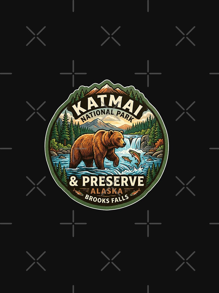 Katmai National Park  Alaska Brooks Falls by TulipaGraphics