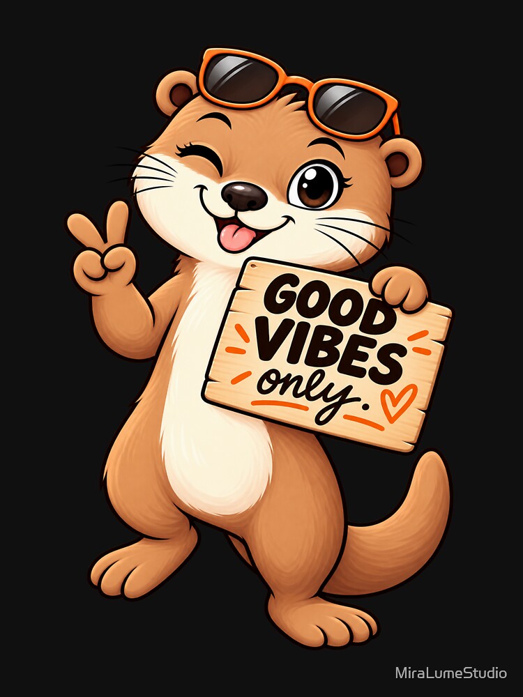 Funny Otter Meme Collection - Good Vibes Only Otter Meme - Cute Cartoon Otter - Positive Animal Humor by MiraLumeStudio