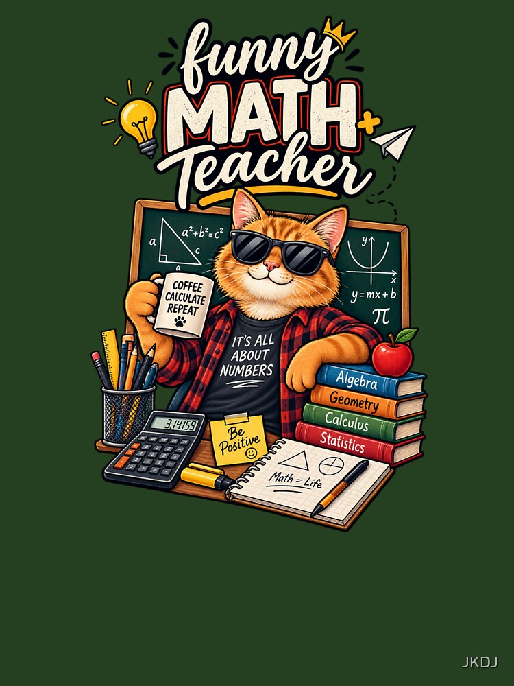 Funny Math Teacher Cat Classroom Humor by JKDJ