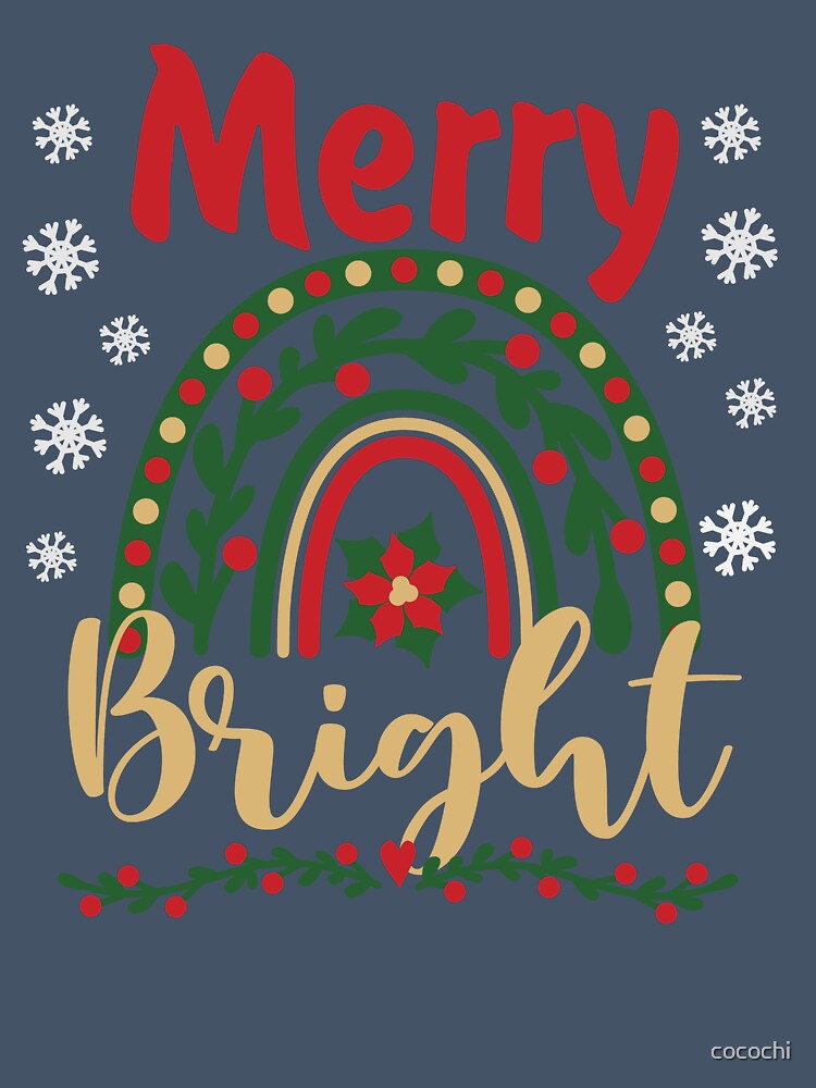Merry and bright Christmas cute rainbow by cocochi