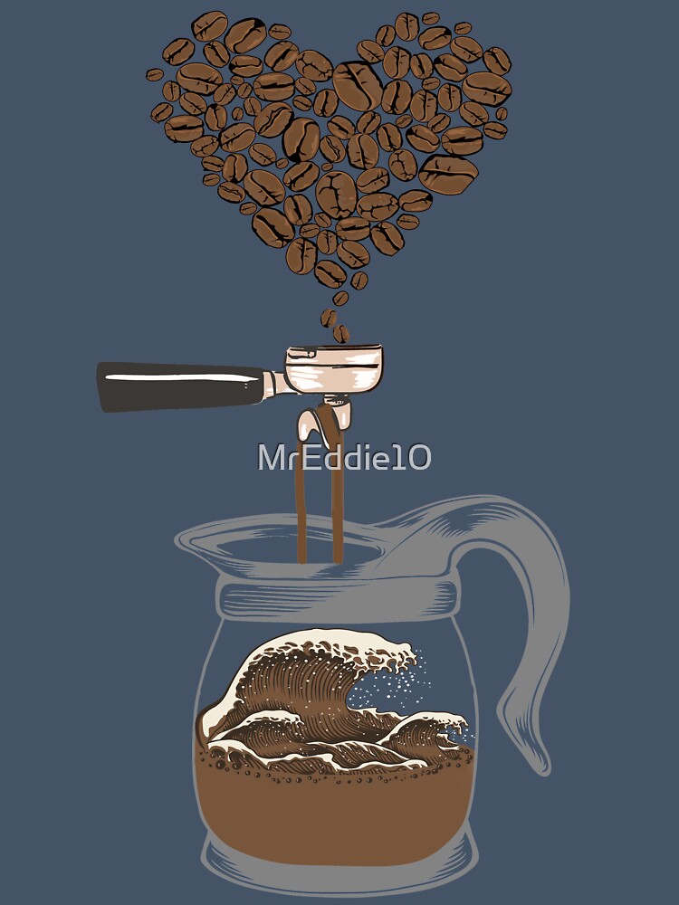 Barista And Great Wave Coffee Beans Art by MrEddie10