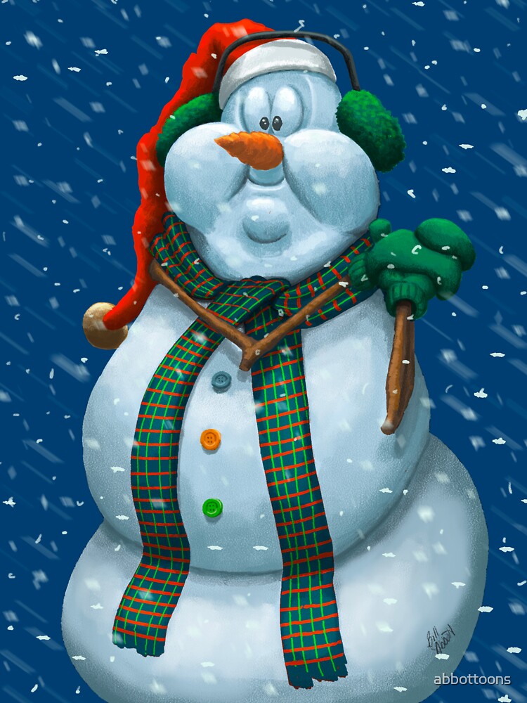 Lovable Happy Snowman by abbottoons