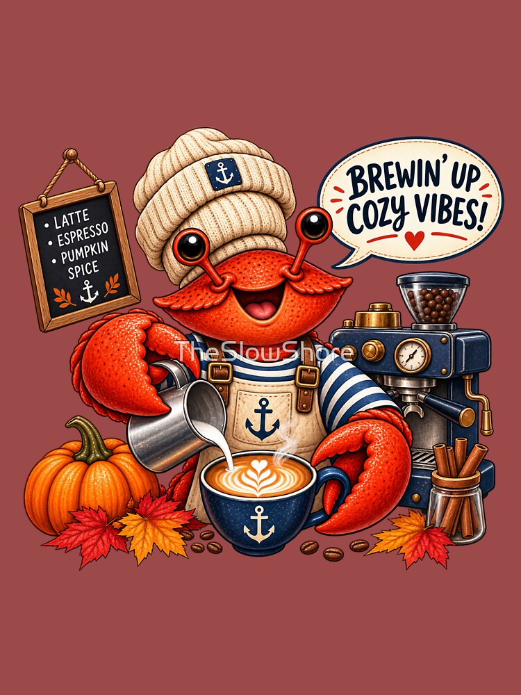 Crab Barista Brewing Pumpkin Spice Latte by TheSlowShore