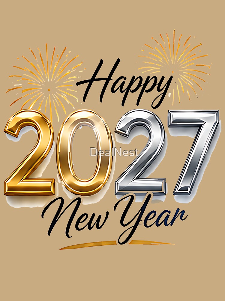 Happy New Year 2027 Gold Silver Fireworks T-Shirt by DealNest