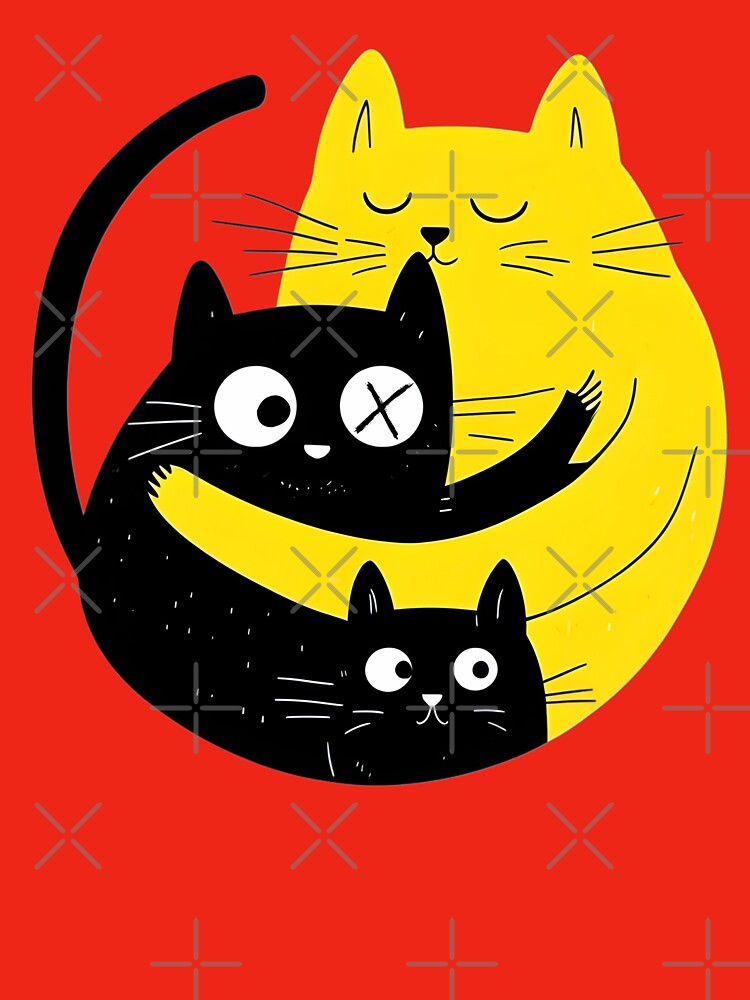 Cartoon Gatti Abbraciati Design, Gatto Innamorato Art, Amore Inspired, Cute Cat Lovers Decor, Romantic Gift by Life Emotions