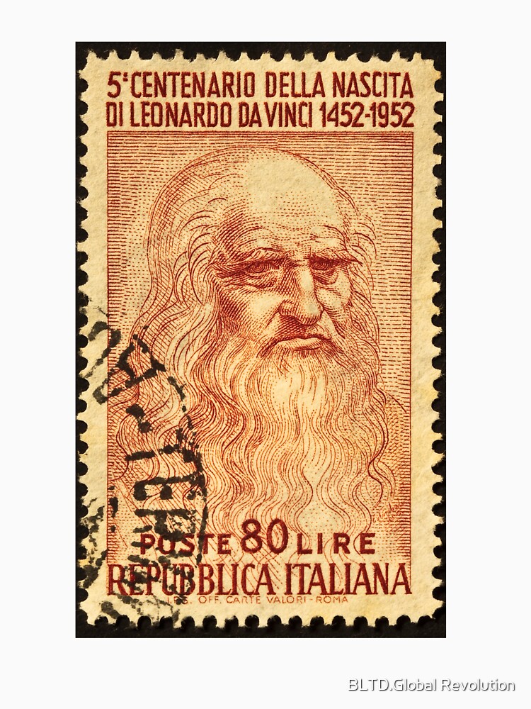 Leonardo Da Vinci Stamp Print Logo by BLTD.Global Revolution Unisex