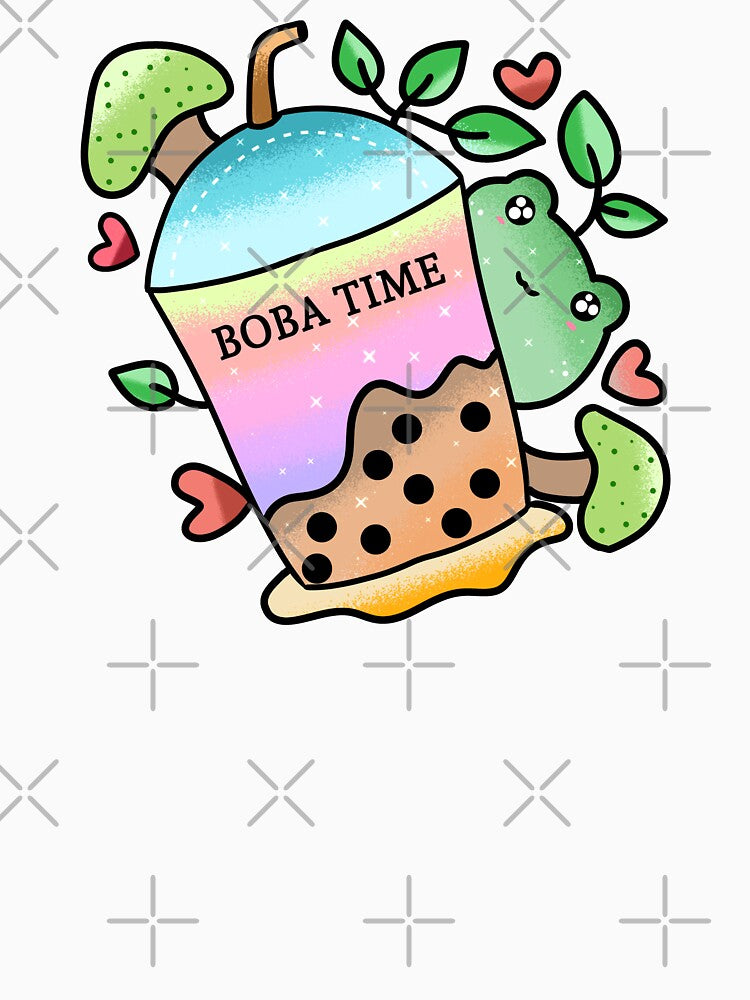 Kawaii Cute frog drinking boba tea by Quacktails Unisex