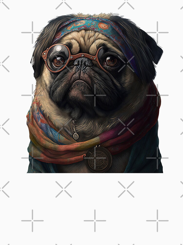 Pug hippy by AnimalArtPhotos Unisex